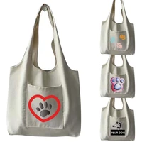girl shopping bag large capacity washable travel groceries reusable print outdoor pocket portable messenger shoulder tote bag