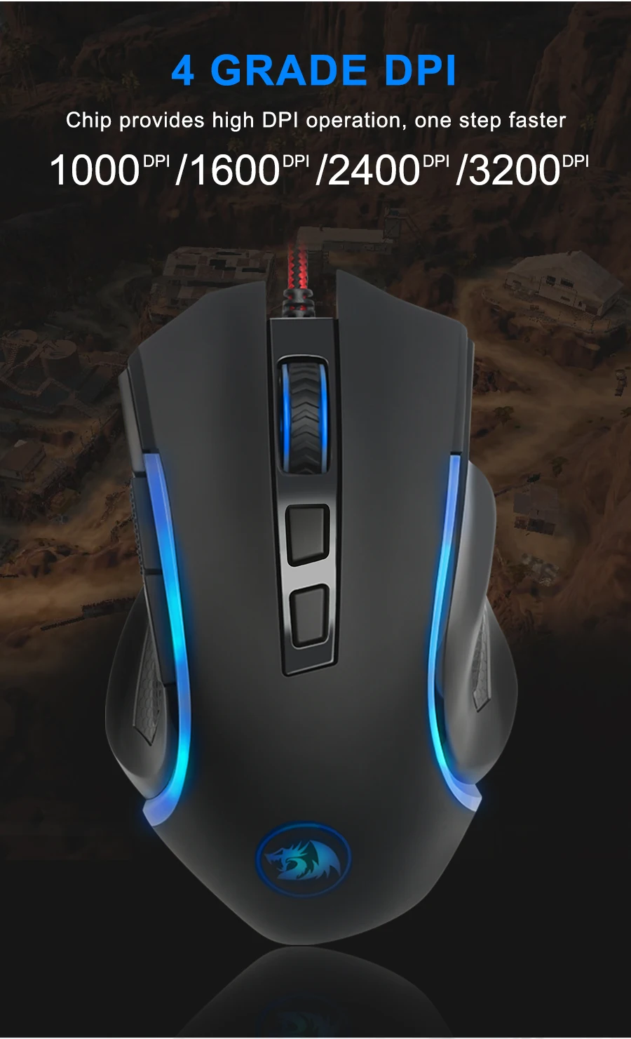 Redragon nothesaur M606 USB Проводная игровая компьютерная мышь 3200 dpi 6 кнопок 7 цветов с подсветкой рефлон колодки Эргономичный для PC Gamer