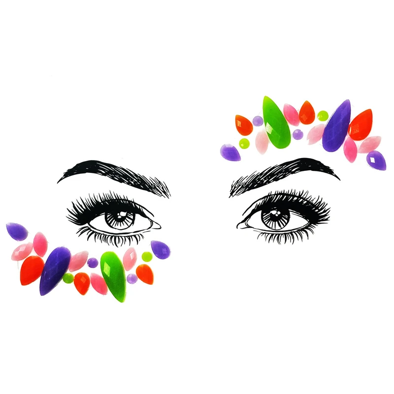 Женские украшения для лица, серебристые Кристальные наклейки, шикарные клеящиеся наклейки для лица, украшения для макияжа лица, драгоценные камни, светящиеся в темноте наклейки для бровей
