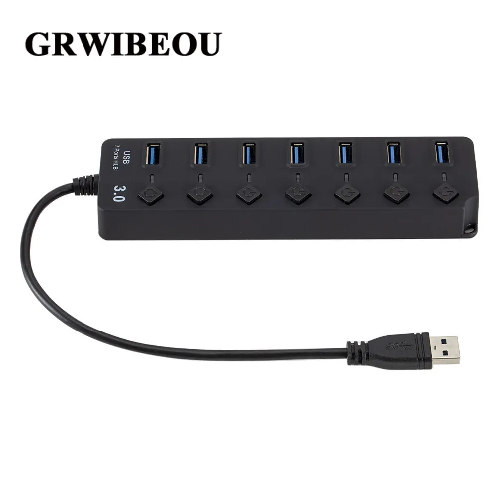 Usb-хаб Высокоскоростной 7 портов USB 3 0 разветвитель концентратора вкл/выкл с
