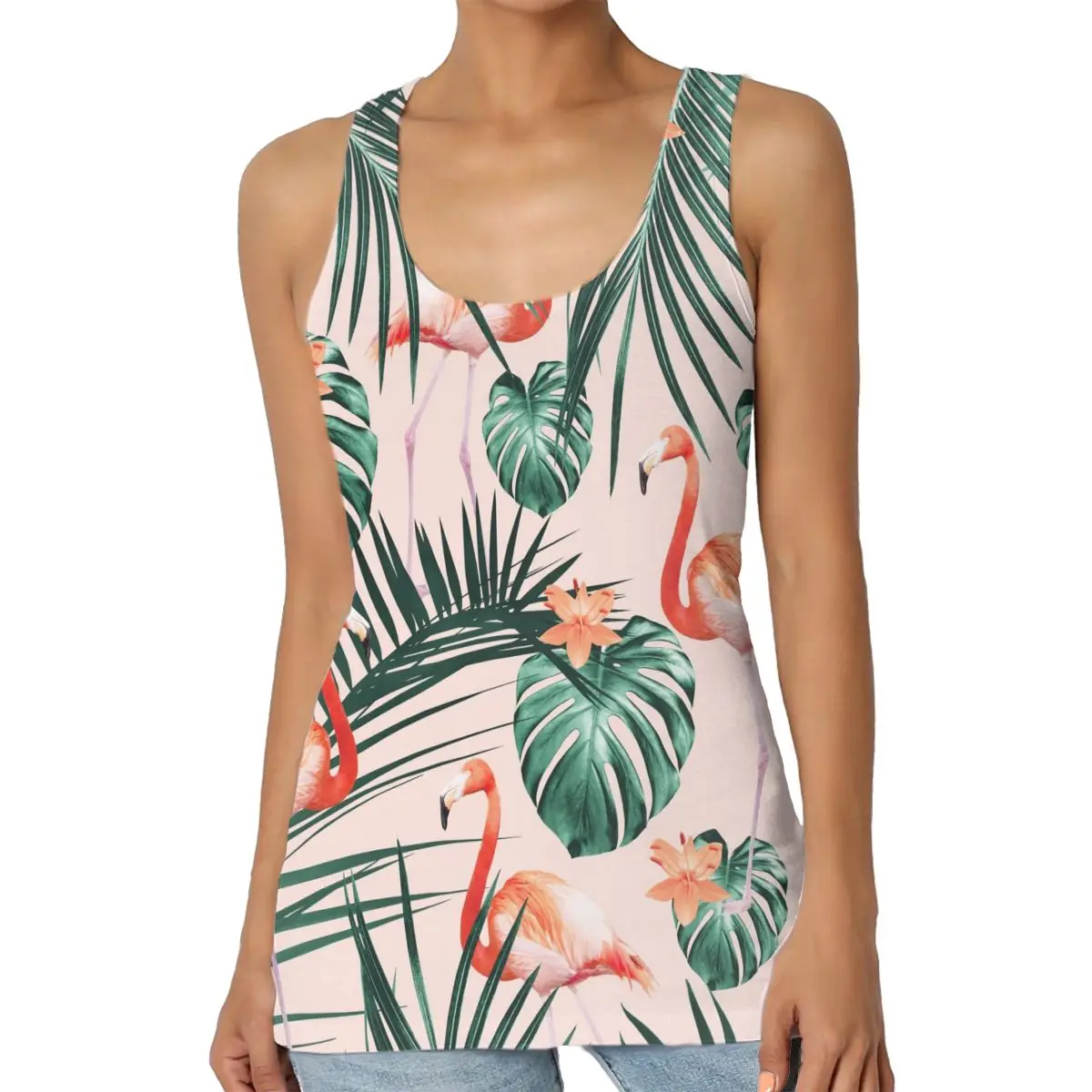 Гавайский Стиль Фламинго майка для женщин без рукавов Лето Графический жилет