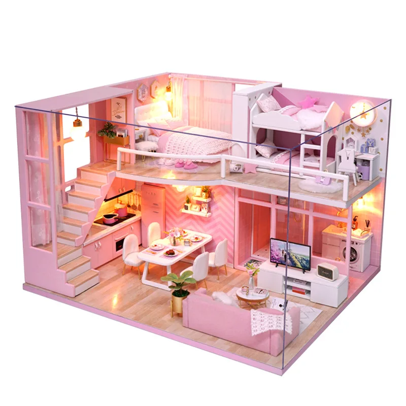 

Zhiqu House Diy House Powder Girl Dream Angel Wooden Diy Hand Made Villa Loft Model House