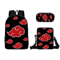 pikurb uzumaki hatake kakashi narutoes schoolbag travel backpack shoulder bag pencil case three piece gift for kids students