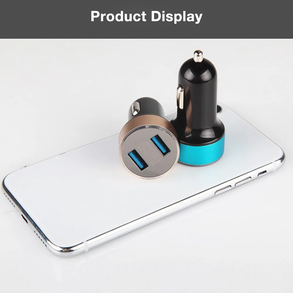 3.1A быстро Зарядное устройство с двумя портами USB ЖК-дисплей Дисплей автомобиля Зарядное устройство 12 V/24 V прикуриватель Зажигалка для смартфонов iPhone Xiaomi samsung