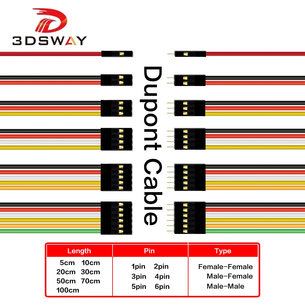 3DSWAY 10 шт. 3D принтеры Запчасти кабель со штыревыми соединителями на обоих концах