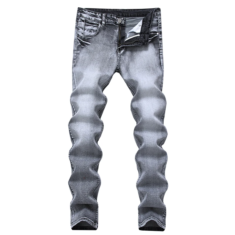

Spring Hot New Men's Foreign Trade Light Grey Elastic Jeans Slim Amazon Men's Jeans