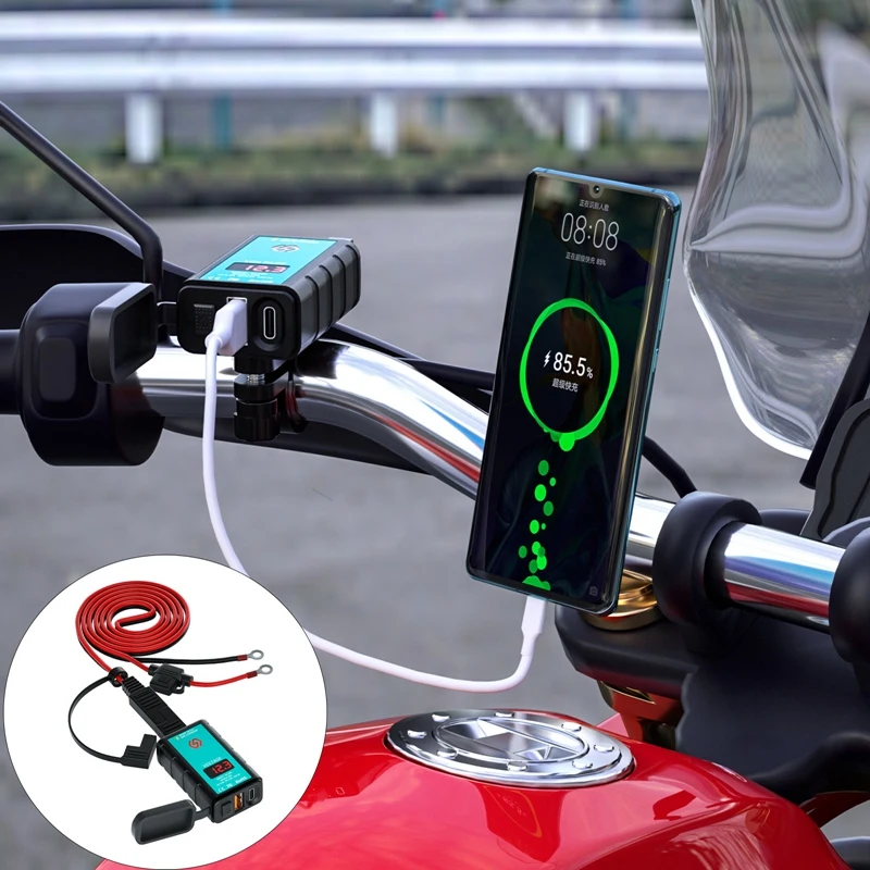 

12-24 в зарядное устройство USB Type-C для мотоцикла USB Type-C со светодиодной подсветкой