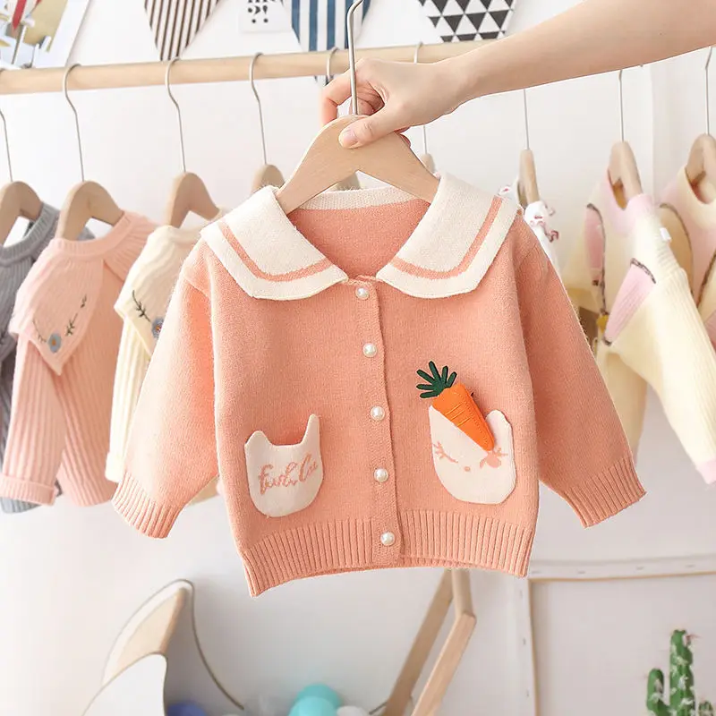 Детская трикотажная кофта с длинным рукавом и отложным воротником | одежда обувь