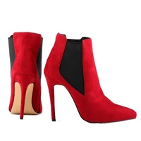 loslandifen sexy pointed toe flock womens winter boots stiletto platform high heels ankle for women shoes