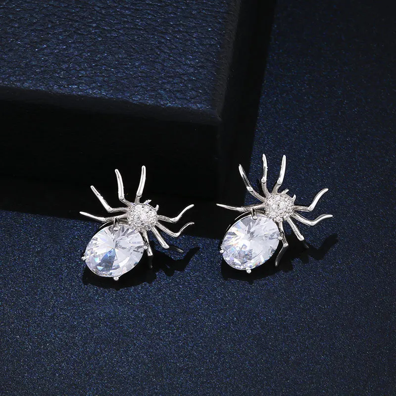 

5Pairs Small Cute Spider Zirconia Stud Earrings For Women Piercing Earings Jewelry Pendientes ERM23