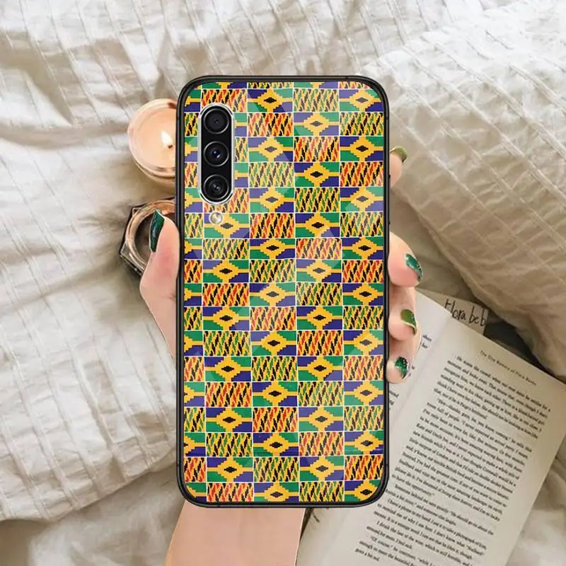 

African style fabric print fashion Phone Case Tempered glass For Samsung S6 S7 edge S8 S9 S10 e plus note8 9 10 pro