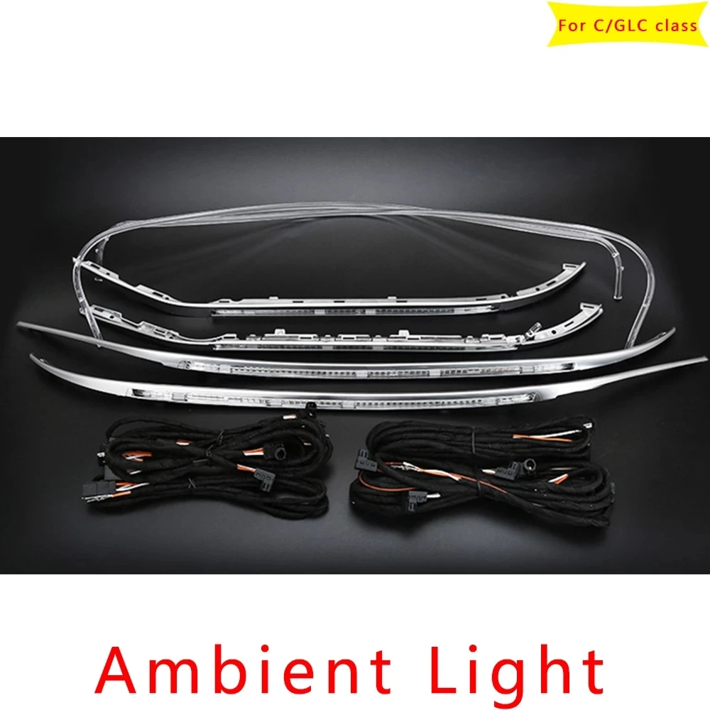 

car Styling For Mercedes Benz C/GLC class w205 X253 C200L ambient lamp lights for illuminated 3/12/64 colors LED ambient light