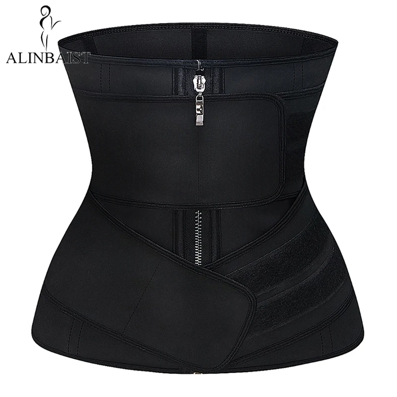 

Latex Waist Trainer Waist Cincher Shaper 9 Steel Boned Zipper & Hooks Firm Body Shapewear Stomach Slimming Belt Double Straps