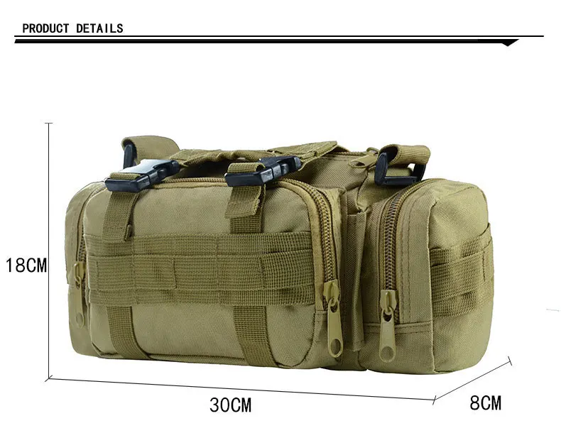 Molle Military Tactical Waist Bag Camping Traveling Hiking Climbing Nylon Shoulder Pack Pouch Outdoor Sports Hunting Gym Bag