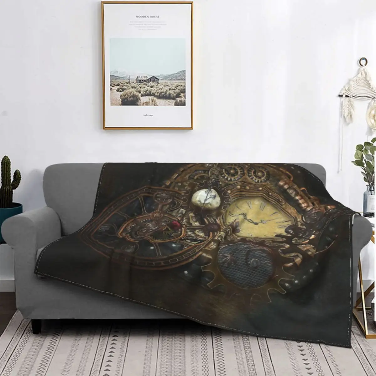

Steampunks-Manta a cuadros para cama, funda para sofha, playa, manta Kawaii