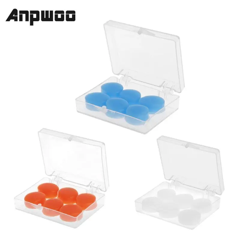 

ANPWOO 6PCS Earplugs Protective Ear Plugs Silicone Soft Waterproof Anti-noise Earbud Protector Swimming Showering Water Sports