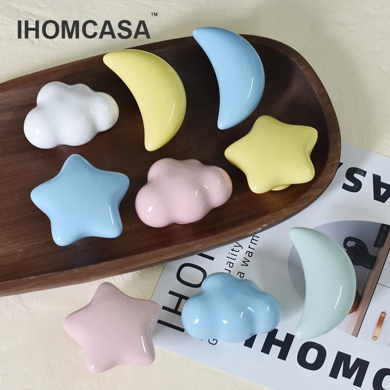 Керамические ручки IHOMCASA облака звезды луна крючок и ручка для детской комнаты