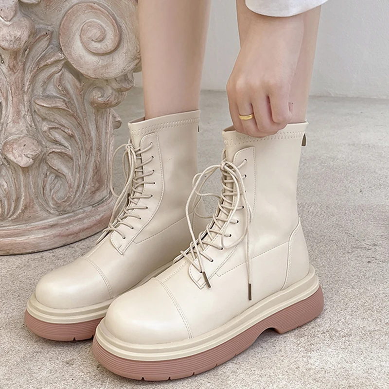 

Rimocy/женские ботильоны на толстой платформе; Короткие ботинки из искусственной кожи на шнуровке; Женские мотоботы на молнии сзади