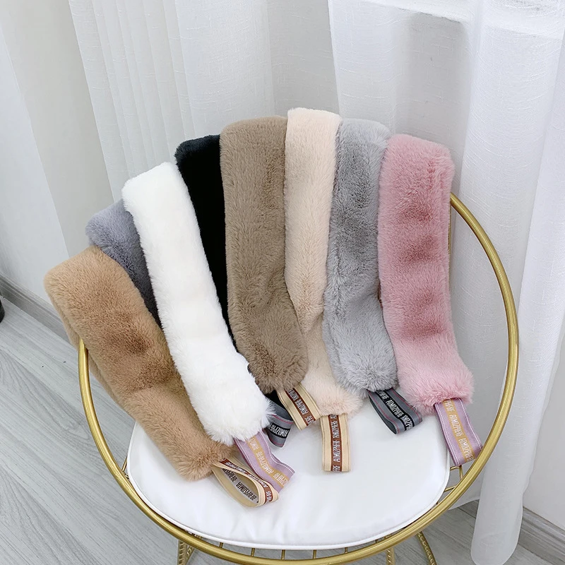 Модный зимний меховой воротник шарф толстый плюшевый теплый женский шейный из