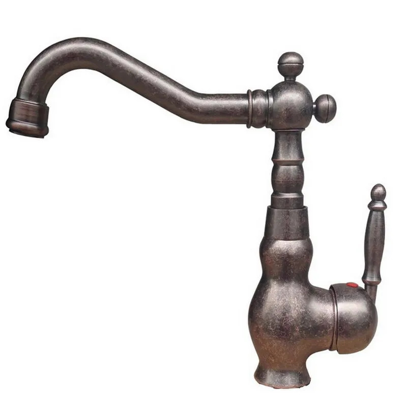 Vintage Retro Antique Copper Single Handle Swivel Spout Kitchen Sink Bathroom Basin Faucet Cold & Hot Mixer Tap ann021 | Обустройство