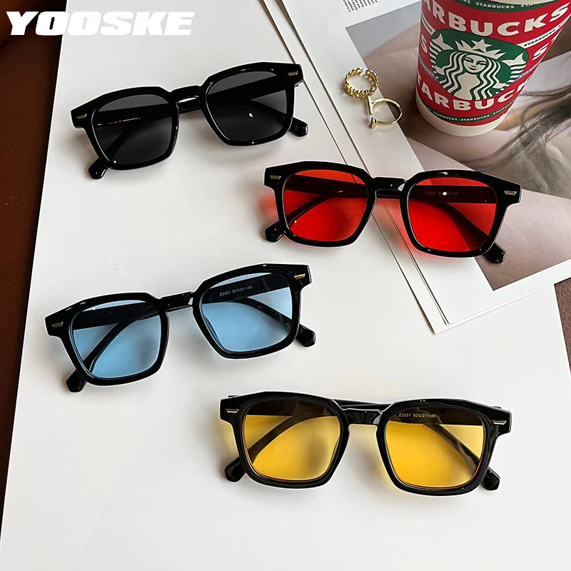 YOOSKE Small Sqaure Sunglasses Men Vintage Brand Designer Sun Glasses for Women Fashion Classic Black Red Eyewear Korean Style images - 6