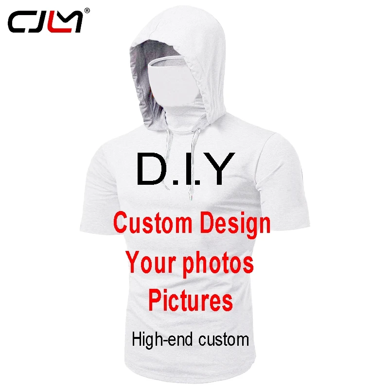 Футболка CJLM с капюшоном и коротким рукавом цветная Готическая футболка оверсайз