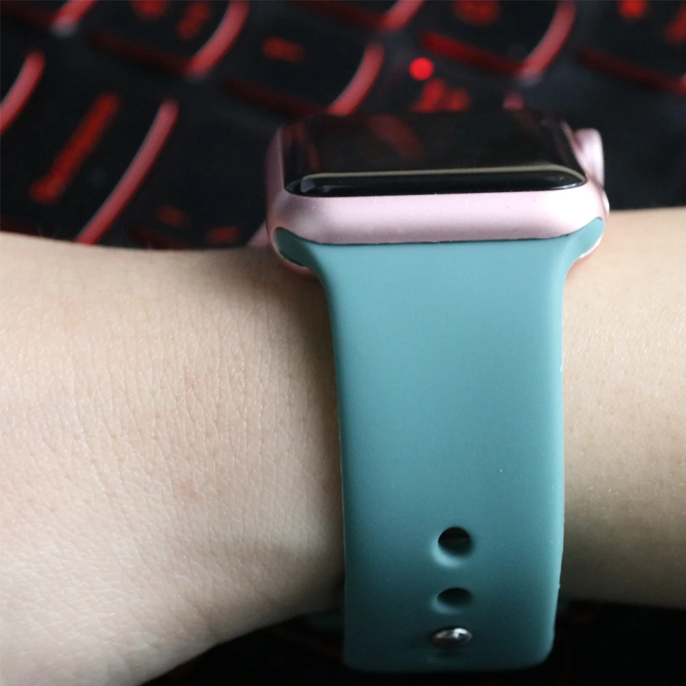 Спортивный мягкий силиконовый ремешок для Apple Watch, ремешок 44 мм, 40 мм, серия 5, 4, браслет для часов iWatch, ремешок 38 мм, 42 мм, 3, 2, 1, аксессуары