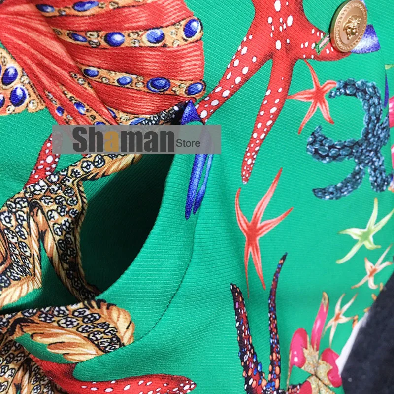 Luxury Design 2021 Runway High End 1:1 jacket women New Braned Starfish Shell Submarine Creature Print Long Sleeve girls blazer