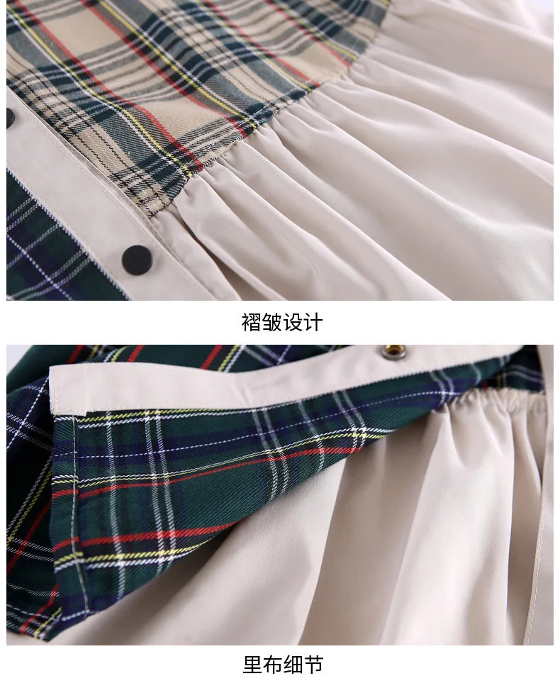 Платье для девочек клетчатый Топ с длинным рукавом модная Осенняя детская одежда