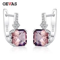oevas 100 925 sterling sparking wedding stud earrings for women fashion created morganite gemstone party fine jewelry wholesale