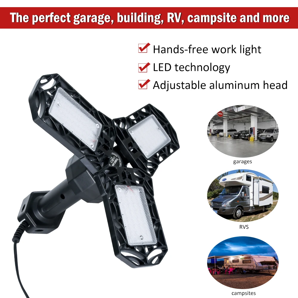 Hanging UV Germicidal Lamp Foldable Adjustable Led UVC Sterilizing US/EU Plug Indoor Warehouse Outdoor Garage Purple Lights | Лампы и