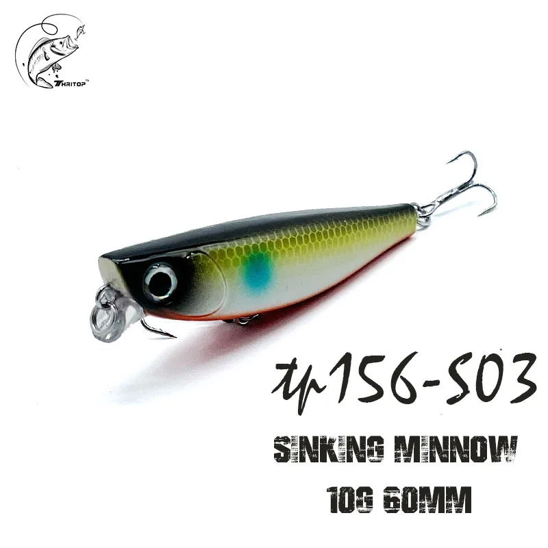 

6CM 10G Thritop New Sinking Minnow Hard Fishing Bait 5 Colors For Optional Bass Pike Carp Fishing Lures TP156 Quality Wobbler