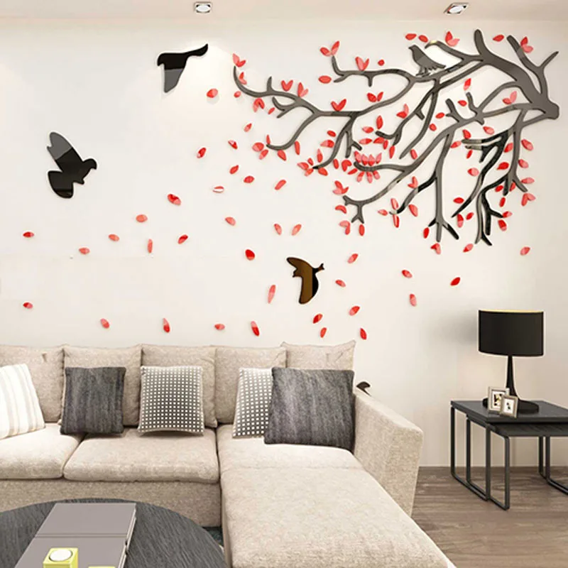 3D наклейки на стену для телевизора сделай сам дерево акриловые хрустальные