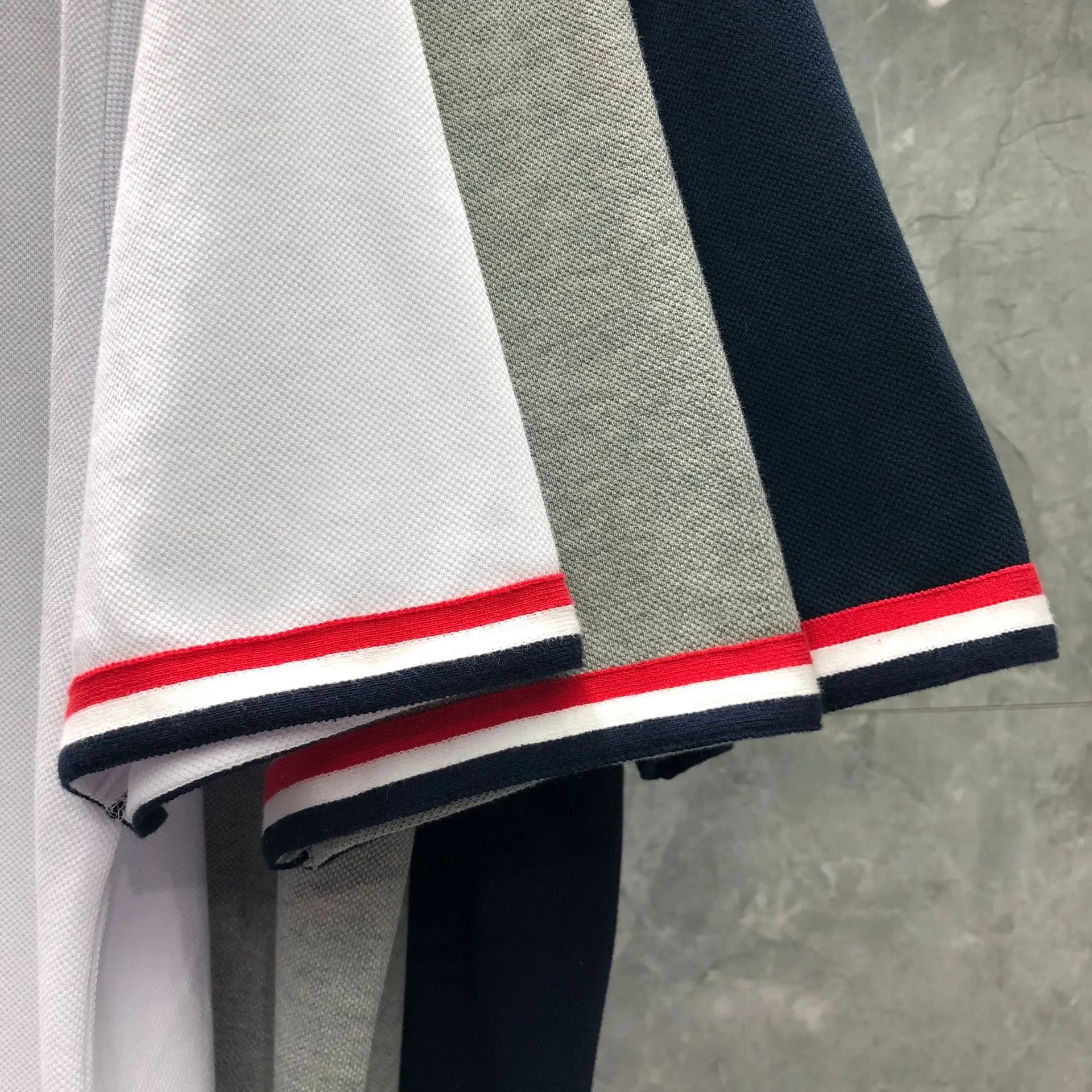 

2021 New Fashion Brand Polo Shirts Men Casual Striped Cotton Solid TB Polo Summer Short Sleeve Loose TB Polo Clothing