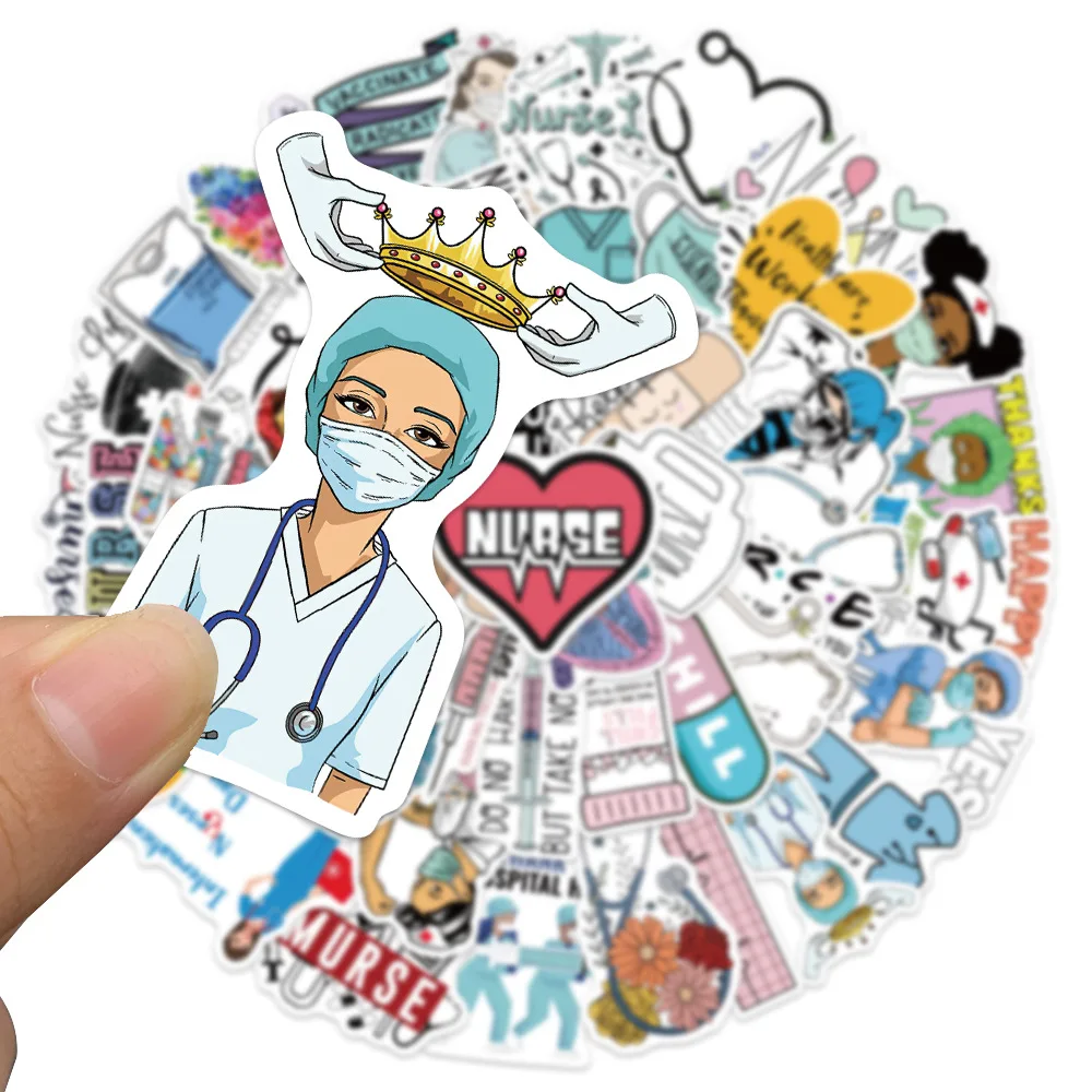 10/50PCS/pack Doctors Nursing Nurse Stickers Cute Manga Angel Aesthetic Cartoon for Laptop Notebook Scrapbooking Phone Decal