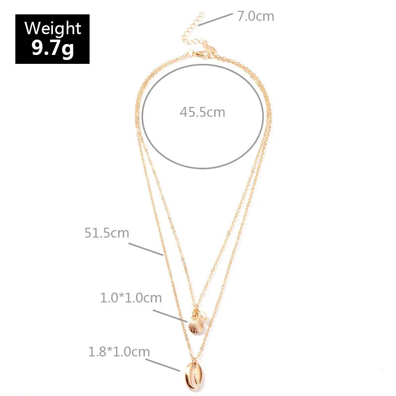 

Gold Silver Color Layered Pearl Shell Pendant Necklace for Women Fashion Ocean Sea Beach Boho Jewelry Gift