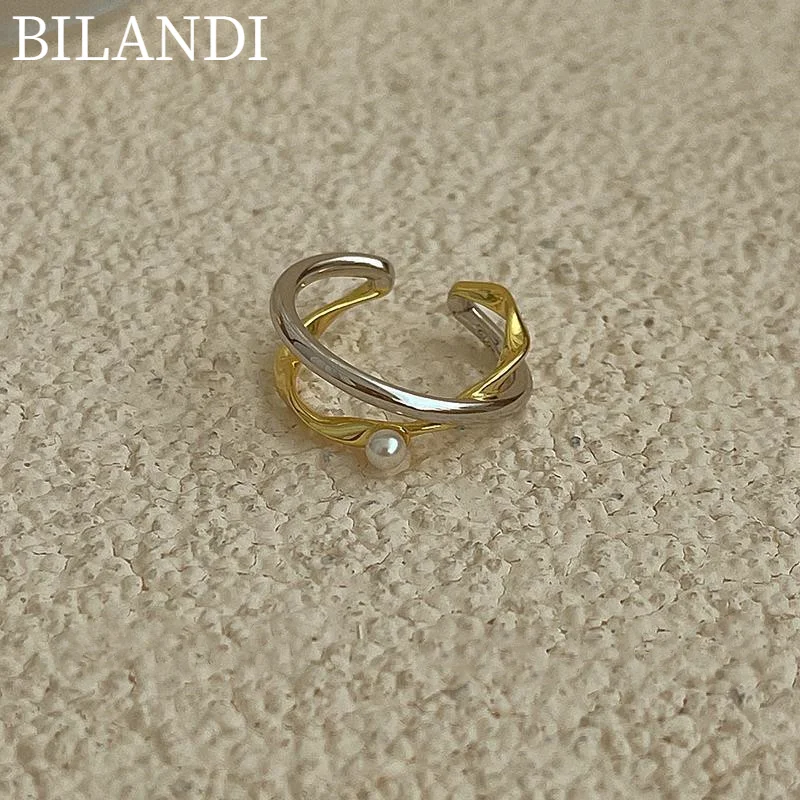 

Bilandi Modern Jewelry Metal Ring 2021 New Trend Golden Silvery Plating Simulated Pearl Women Ring For Girl Lady Party Gifts