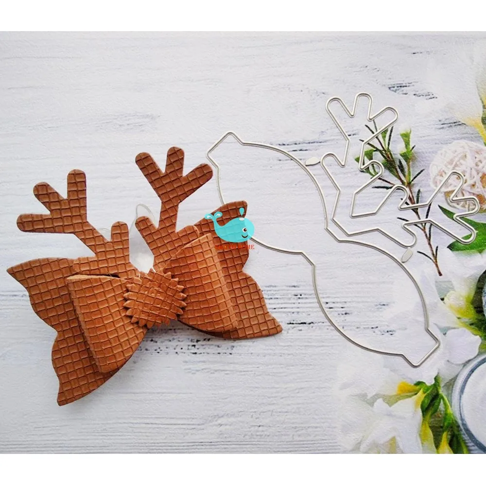 

Elk horn bow Metal Cutting Dies Embossing Stencils for DIY Scrapbooking Photo Album Decorative DIY Paper Cards Making Tool