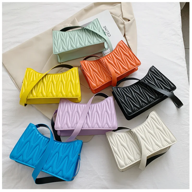 

Retro Rhombus Shoulder Bag for Women PU Leather Armpit Bag France Baguette Bag Casual Female Handbags Advanced Totes