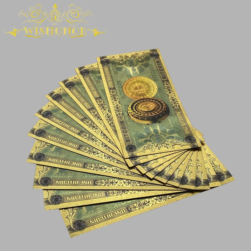 1-10 шт. лидер продаж красочный Биткоин 1-100 догкоин Банкнота золотые банкноты для