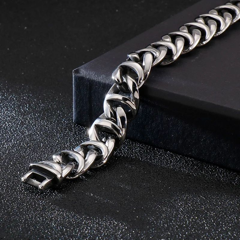 16MM heavy Vintage Men Titanium Stainless Steel Curb Cubanl Bracelet Jewelry Hiphop Punk Rock Biker Chain Mens Bracelets Bangle | Украшения