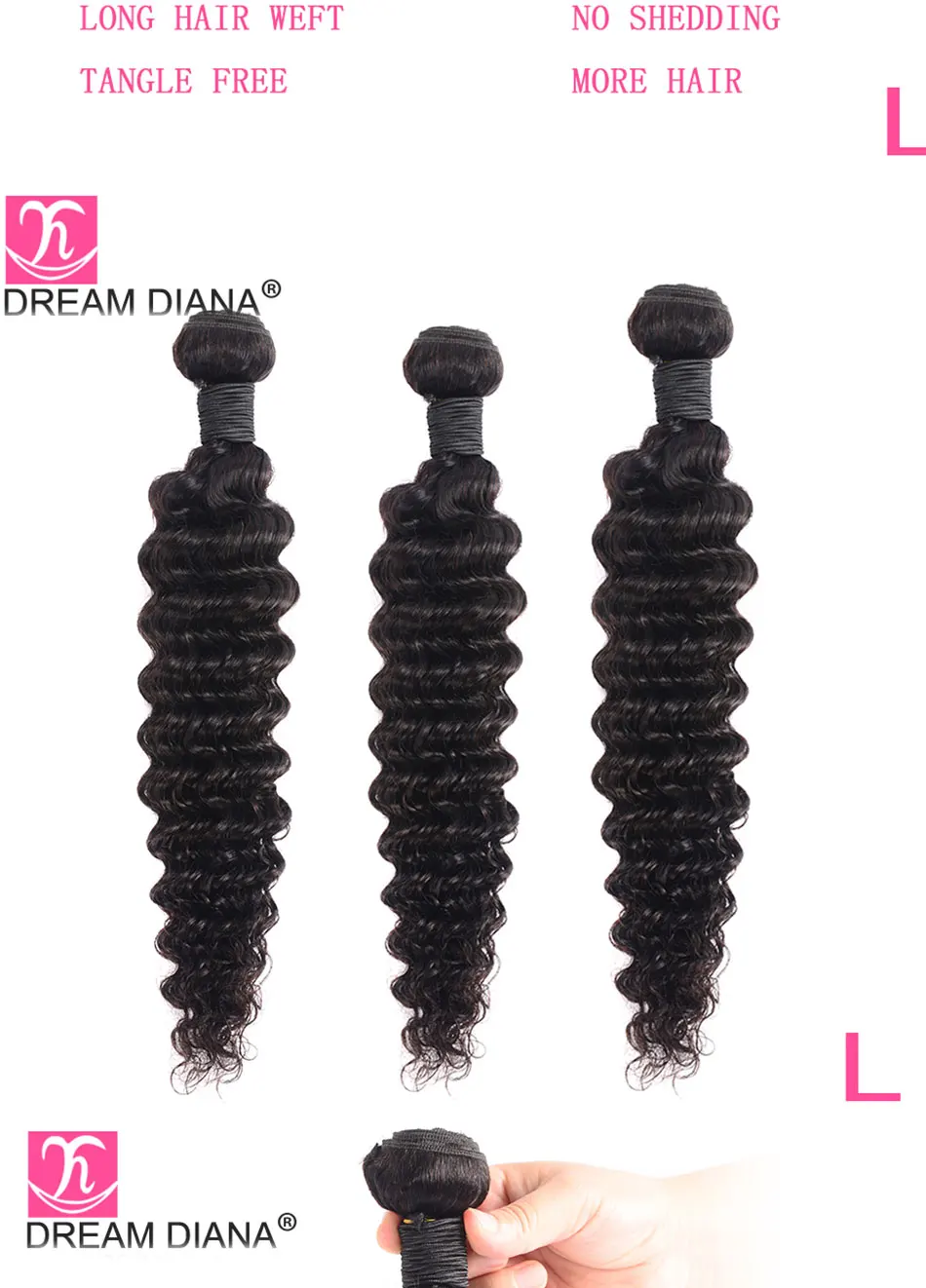 DreamDiana малазийские глубокие волны 3/4 пучков натуральных цветов "-30" L Remy Weave человеческие волосы пучки 3-5 дней экспресс