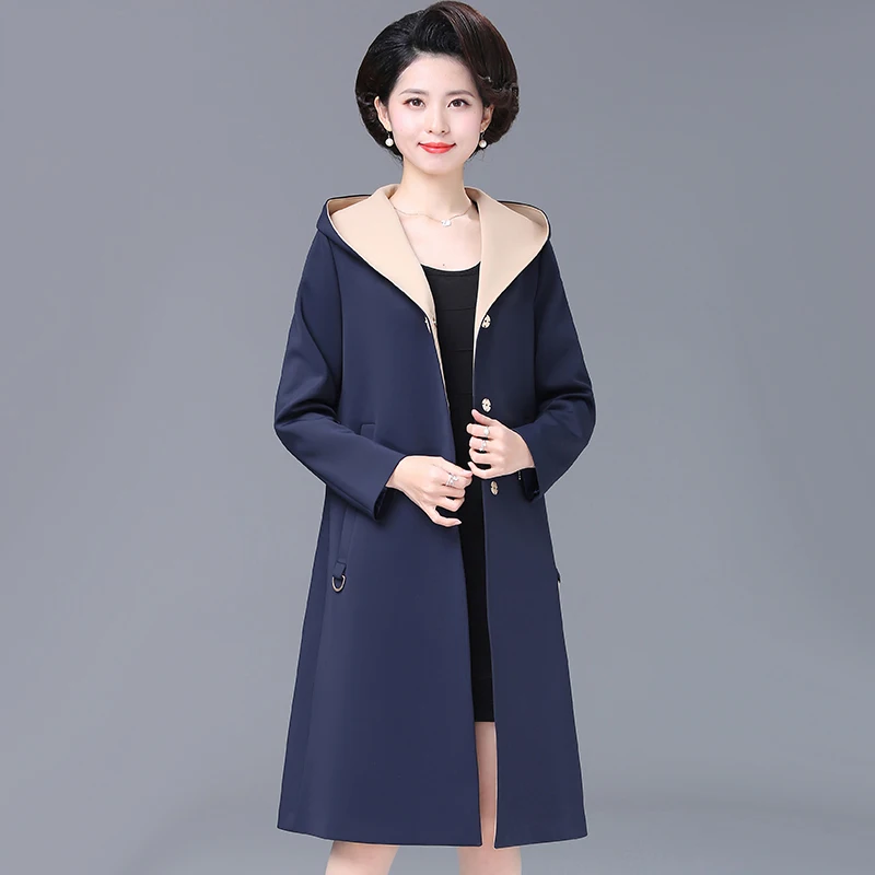 Женская Весенняя ветровка Свободная одежда средней длины осенняя повседневная