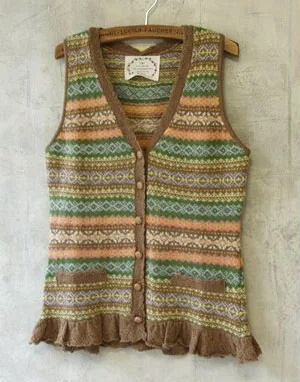 Вязаный крючком свитер жилет в полоску кардиган стиле мори для девушек топы