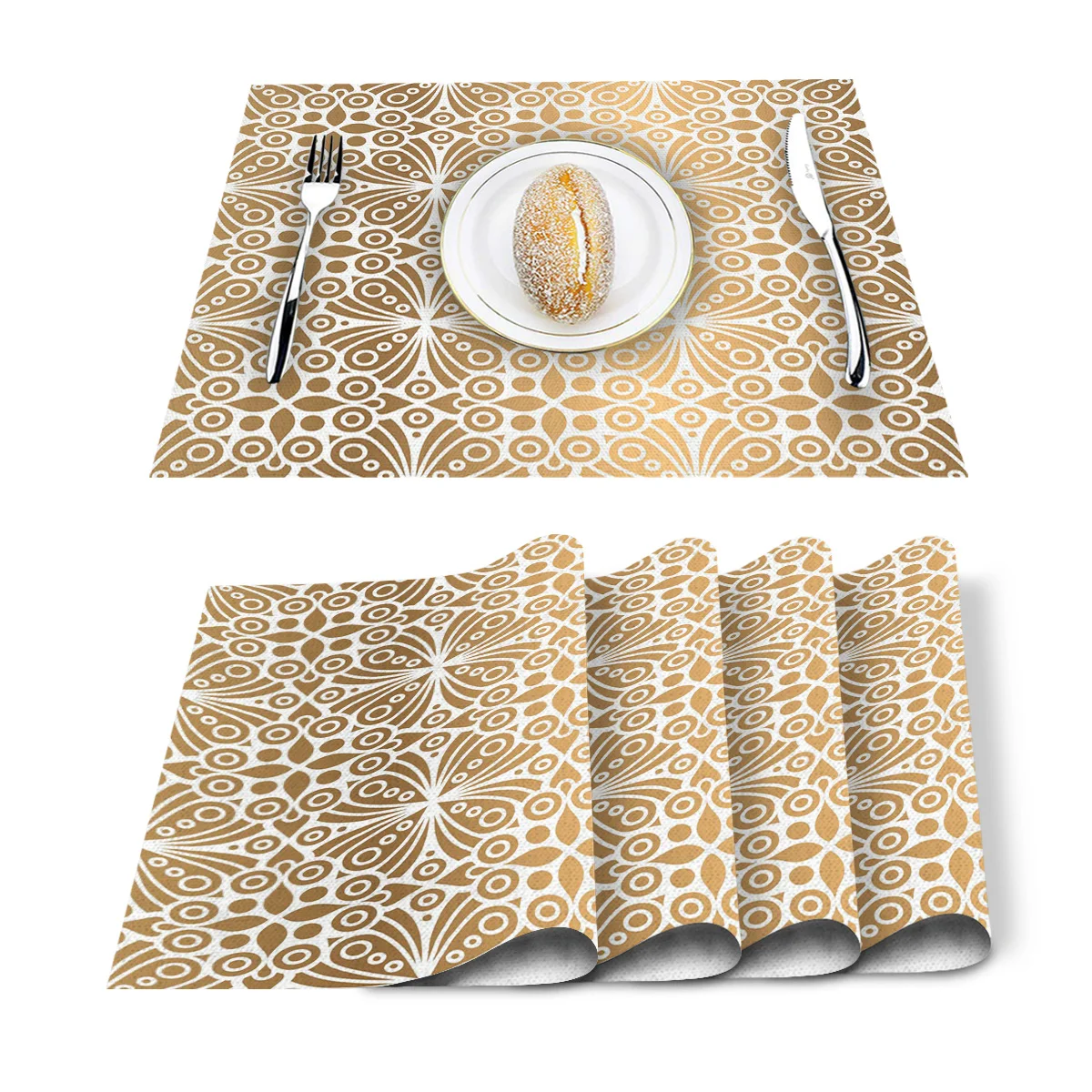 Золотой марокканский узор Дамасские салфетки моющиеся хлопчатобумажные льняные