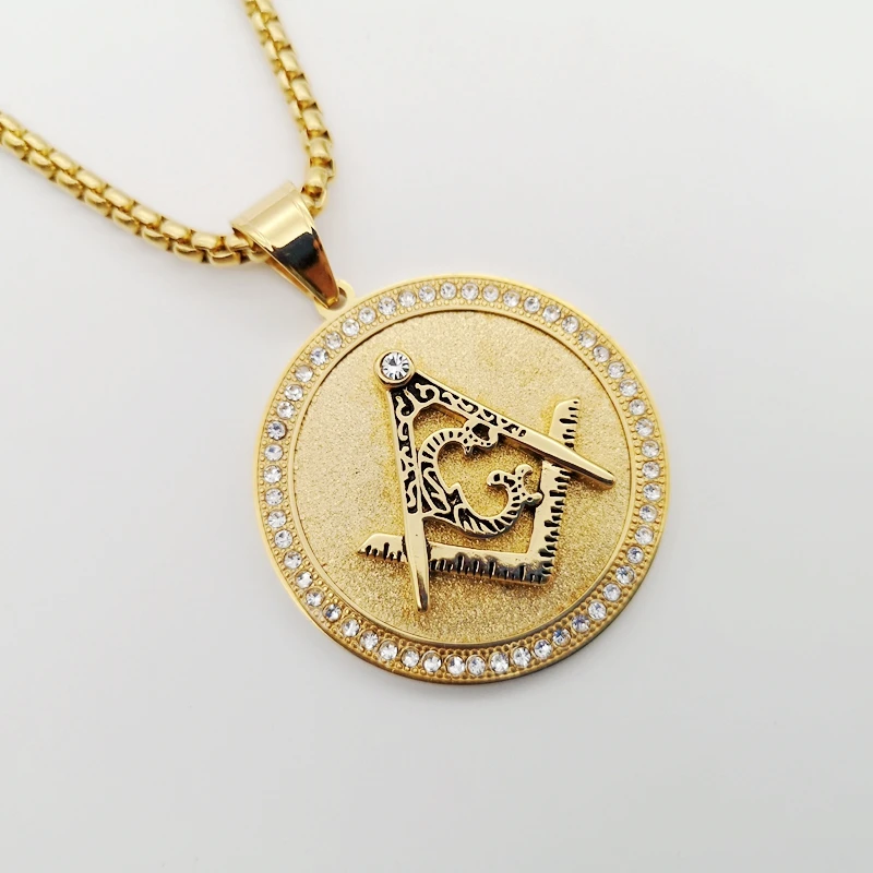 Ожерелье с подвеской масонство стразы ААА украшенные из нержавеющей стали