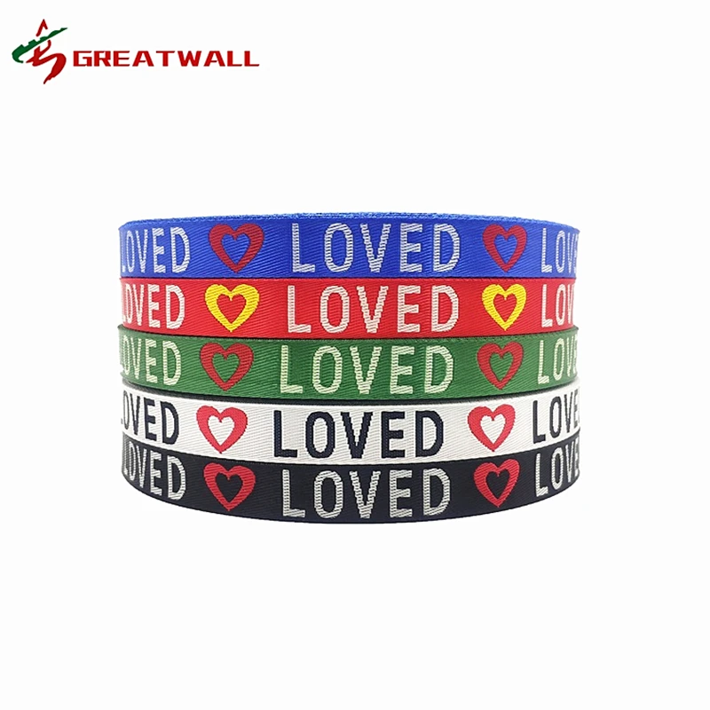 50 ярдов &quotлюбовь&quot жаккардовая лента 20 мм белый черный зеленый красный Буле