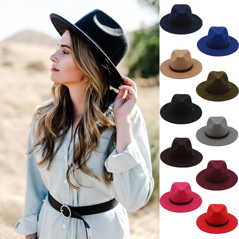 

2 Sizes Parent-child Men Women Kids Panama Hats Wide Brim Sunhat Fedora Cap Trilby Jazz Travel Party Outdoor Street Style Winter