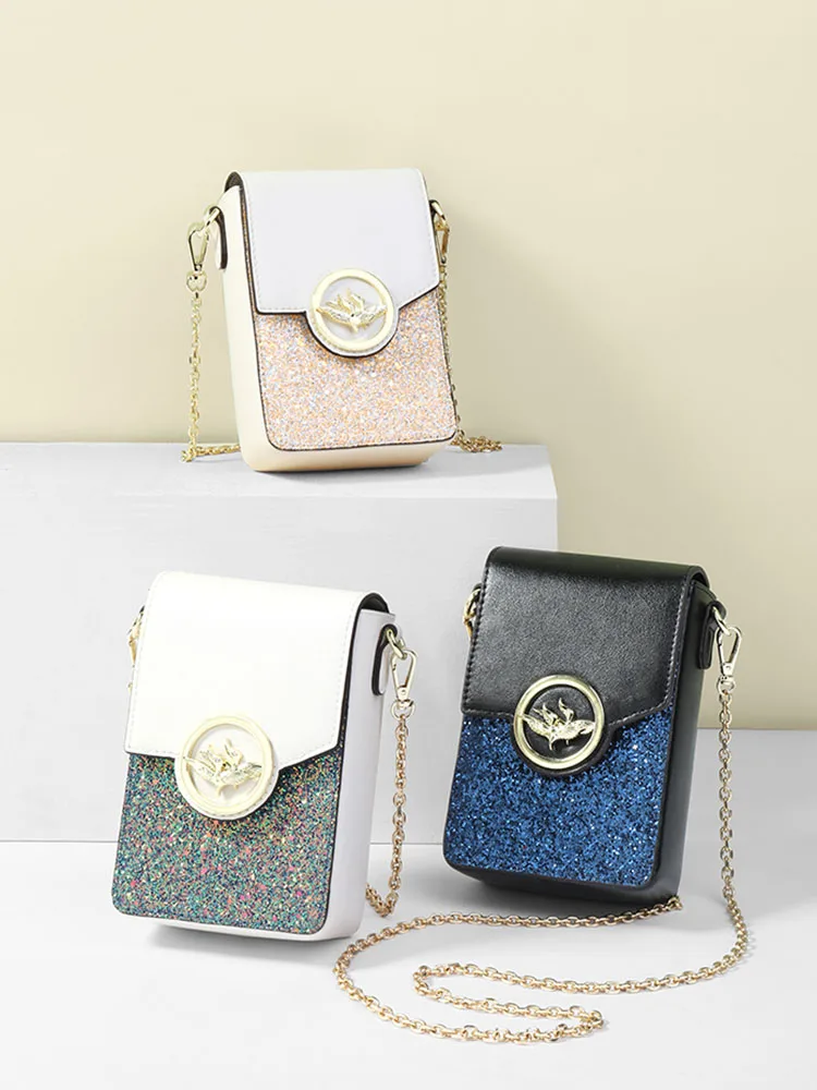 smart ladies luxury shiny bag for Mobile phone messenger pink crossbody bags | Багаж и сумки