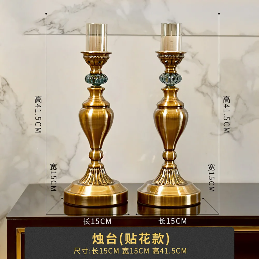 

Luxury Metal Clocks Creative Gold Candle Holders Decoration Nordic Retro Candle Holder Silent Clock Modern Home Decoration Gifts